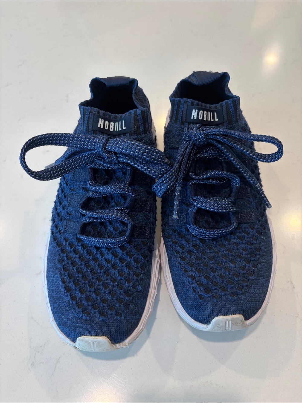 NOBULL women’s Navy Knit Lace-Up Sneakers. Size 6
